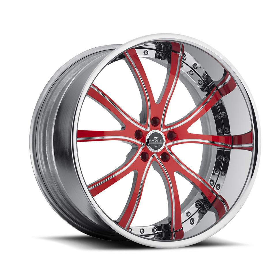 Savini Forged SV46s Red and Chrome XLT Wheels