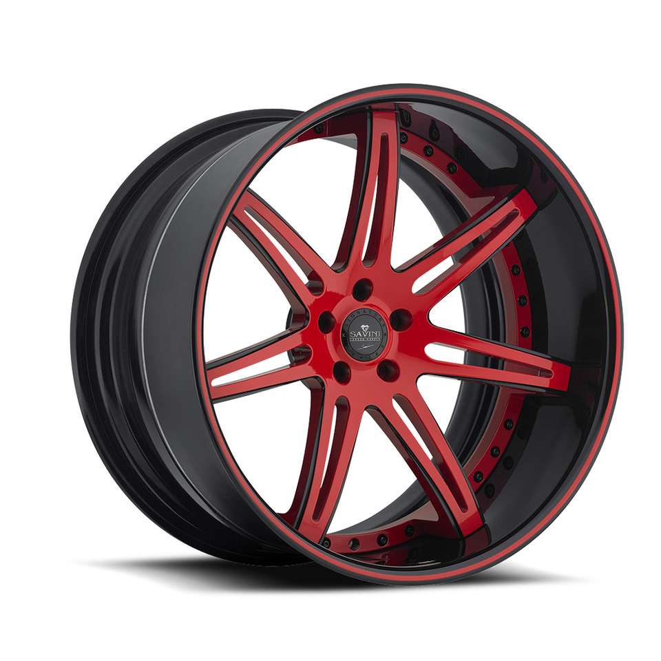 Savini Forged SV48c Black and Red XC Wheels