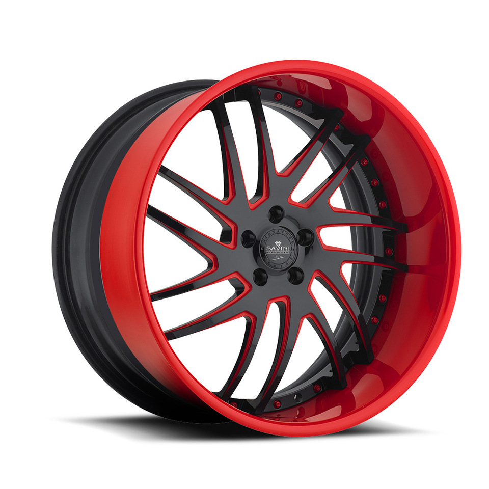 Savini Forged SV49s Red and Black XLT Wheels