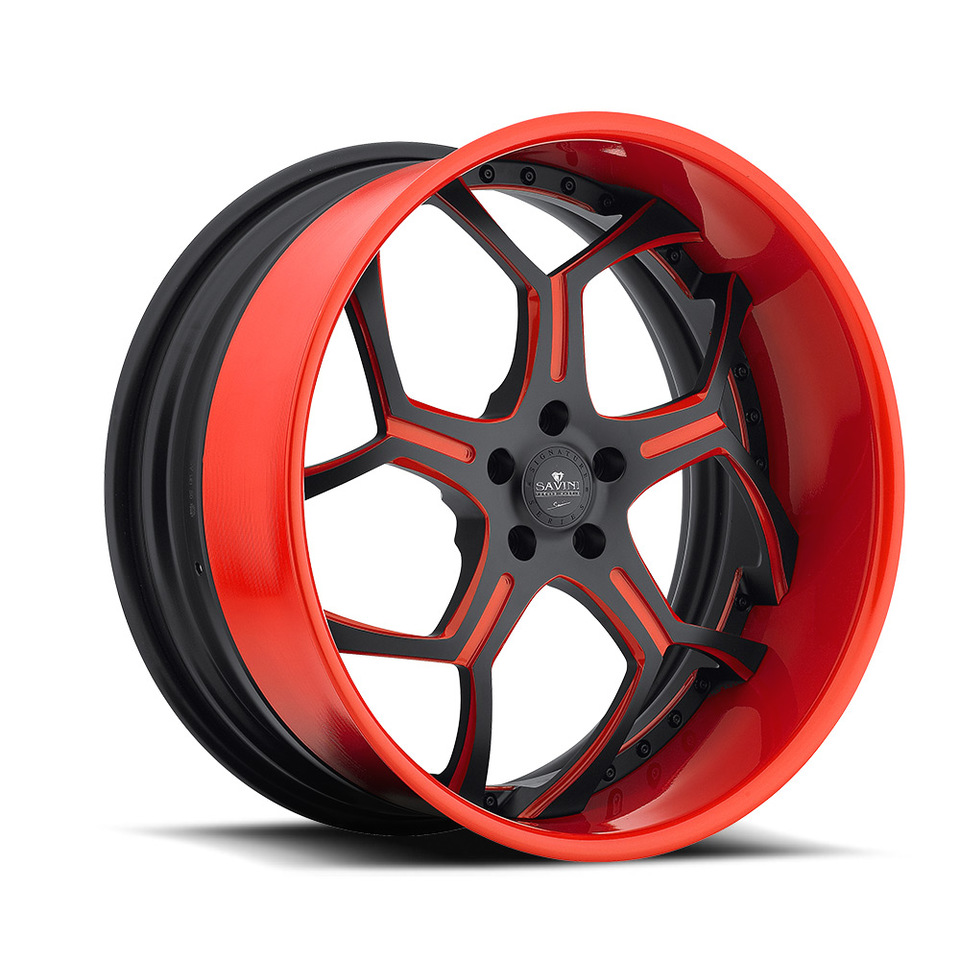 Savini Forged SV53s Black and Red XLT Wheels