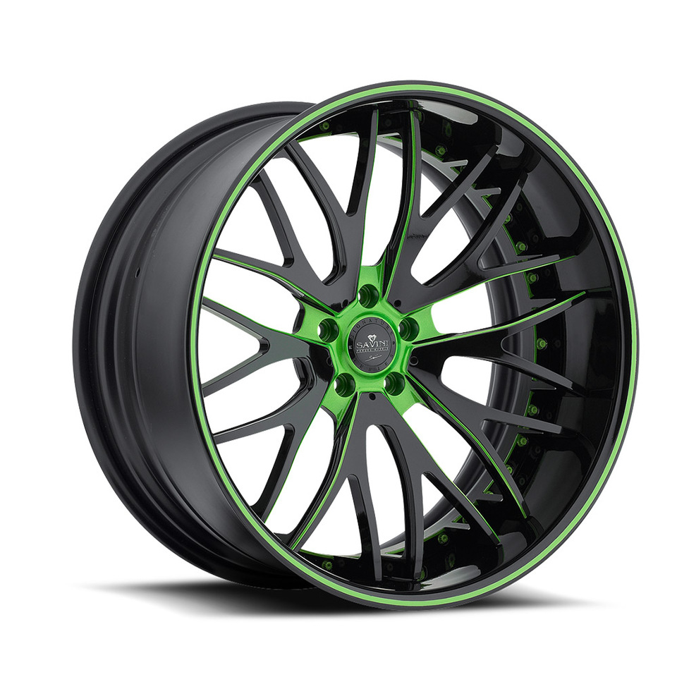 Savini Forged SV54c Black and Green XC Wheels