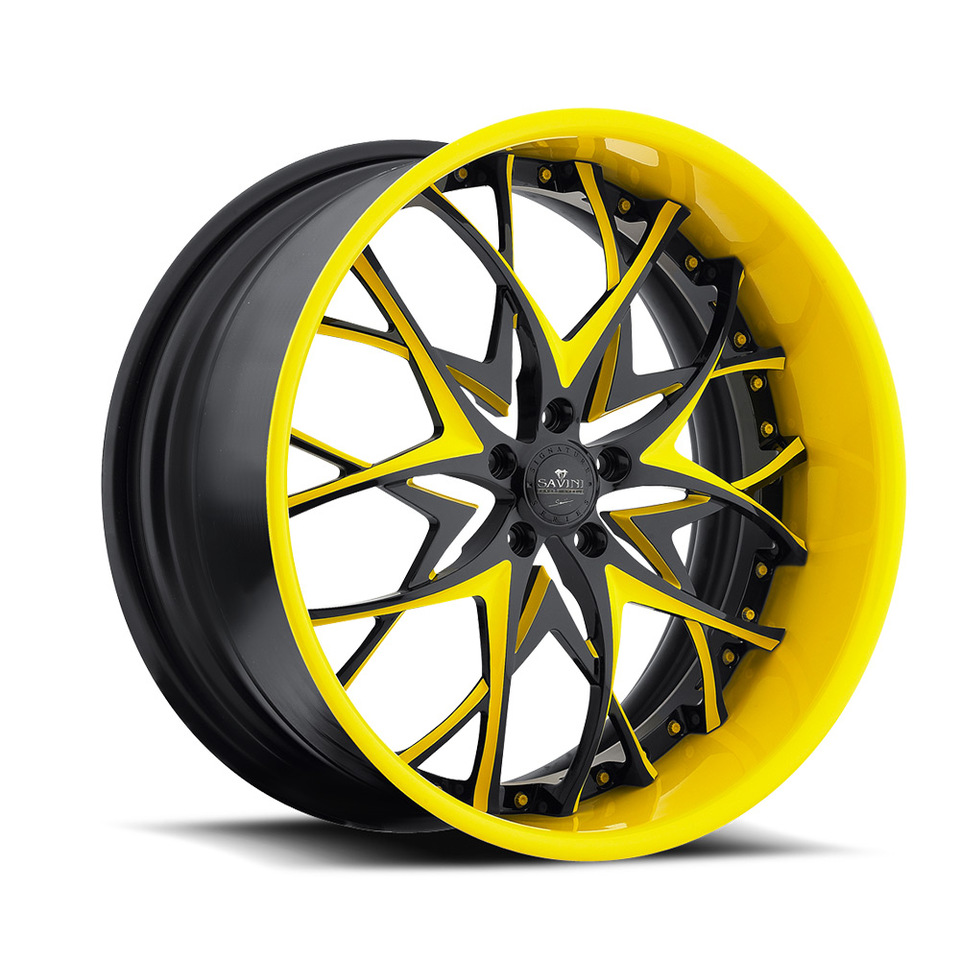 Savini Forged SV57s Black and Yellow XLT Wheels