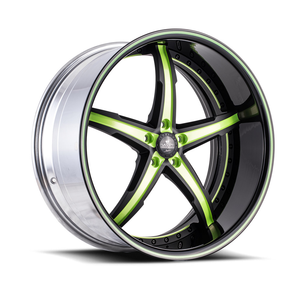 Savini Forged SV59 Wheels - Green and Black Custom Finish