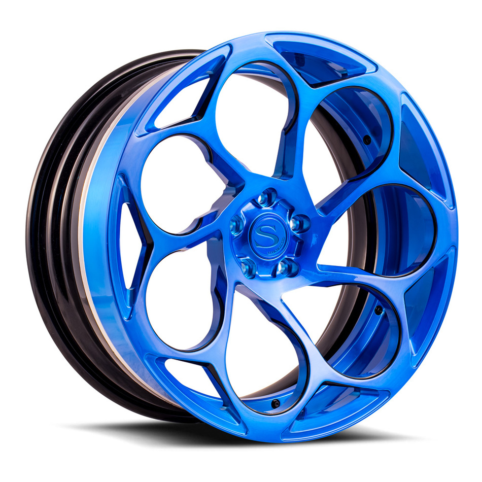 Savini Forged SV69 Wheels Brushed Blue with Black Accents Finish