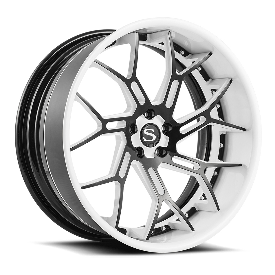 Savini Forged SV72 Wheels Gloss Black with White Accent Finish