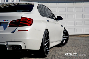 Frozen White BMW M5 with 21in Lexani Forged LZ-105 Wheels
