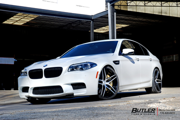 Frozen White BMW M5 with 21in Lexani Forged LZ-105 Wheels