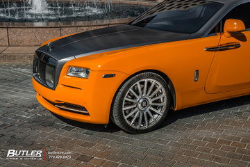 Hoss Orange Lowered Rolls Royce Wraith on 22in AG Luxury AGL20 Wheels