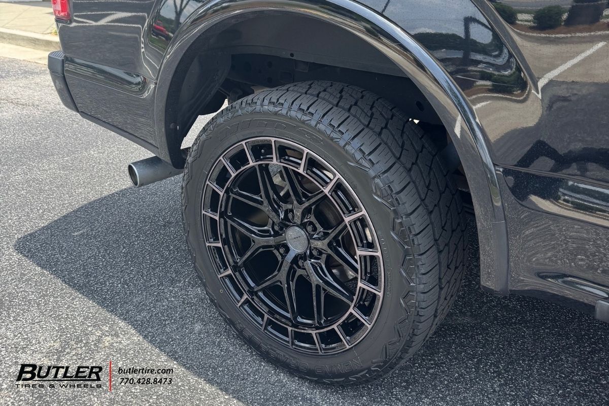 2017 Ford F150 with 22” Vossen HFX1 tinted gloss black wheels and Nitto Nomad Grappler tires