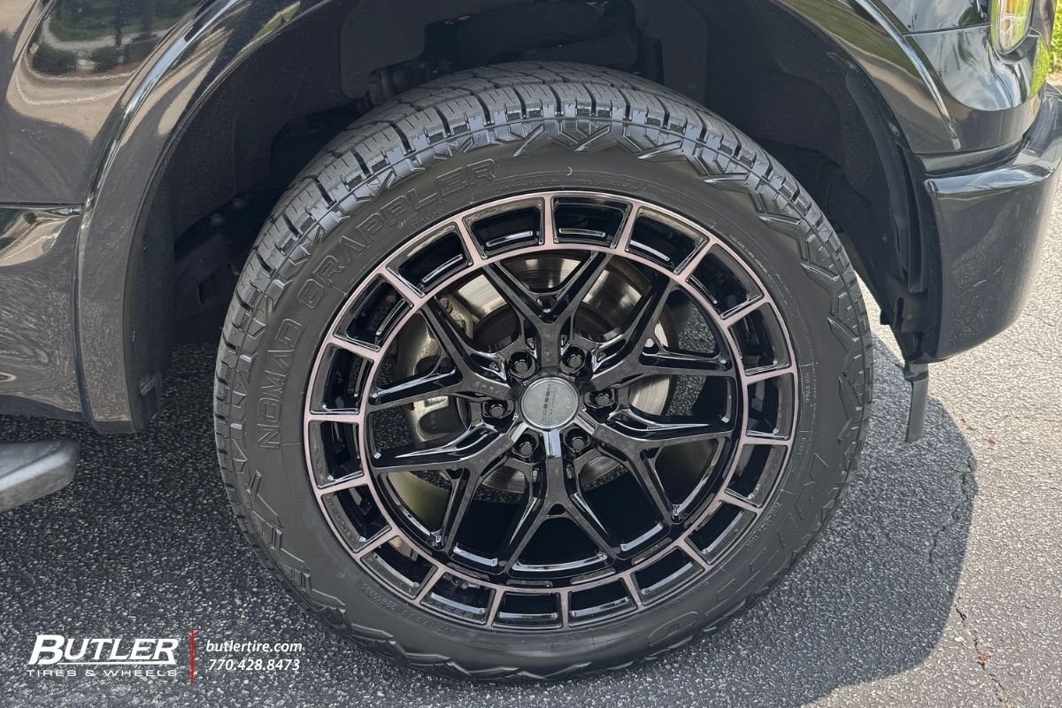 2017 Ford F150 with 22” Vossen HFX1 tinted gloss black wheels and Nitto Nomad Grappler tires