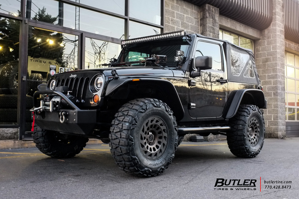 Jeep Wrangler with 17in Black Rhino Madness Wheels