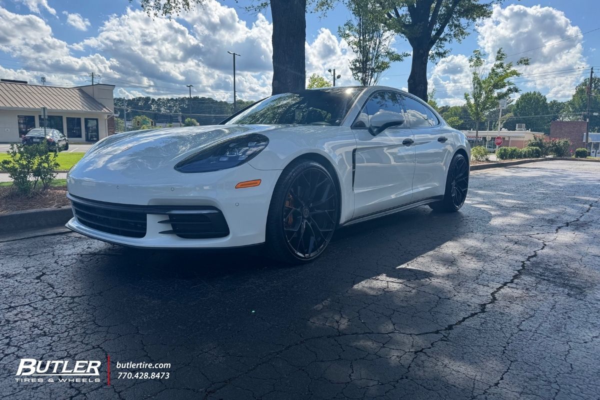 2018 Porsche Panamera with 22” Brixton RF10 wheels and Lexani tires 