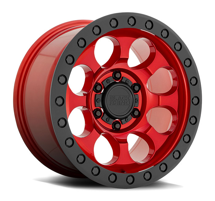 Black Rhino Riot Wheels Candy Red with Black Lip and Black Bolts Finish
