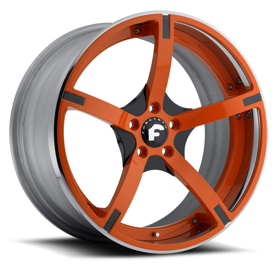 Forgiato Doppio-ECL Orange and Grey Center with Orange and Chrome Lip Finish Wheels