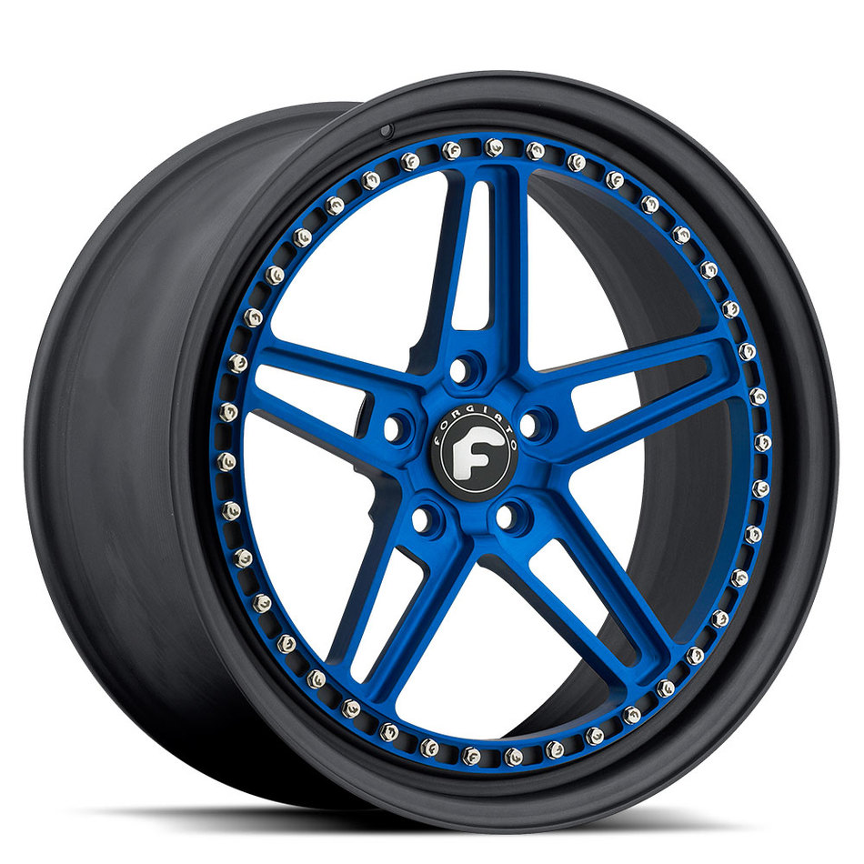 Forgiato F-Cinque Blue Center with Black Lip Finish Wheels