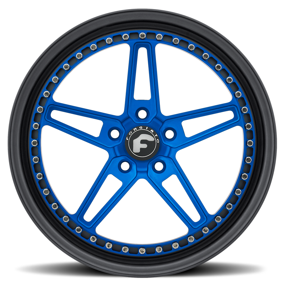 Forgiato F-Cinque Blue Center with Black Lip Finish Wheels