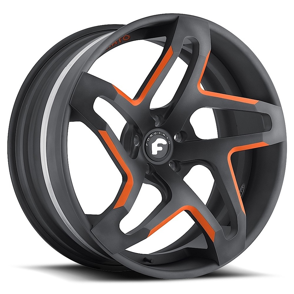 Forgiato F2.11 Black and Orange Center with Black Lip Finish Wheels