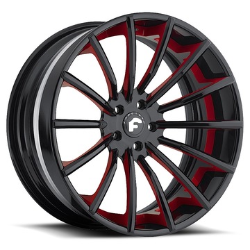 Forgiato F2.15 Black and Red Center with Black Lip Finish Wheels