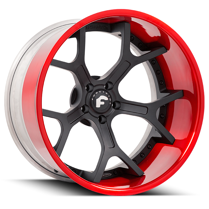 Forgiato GTR Black Center with Red Lip Finish Wheels