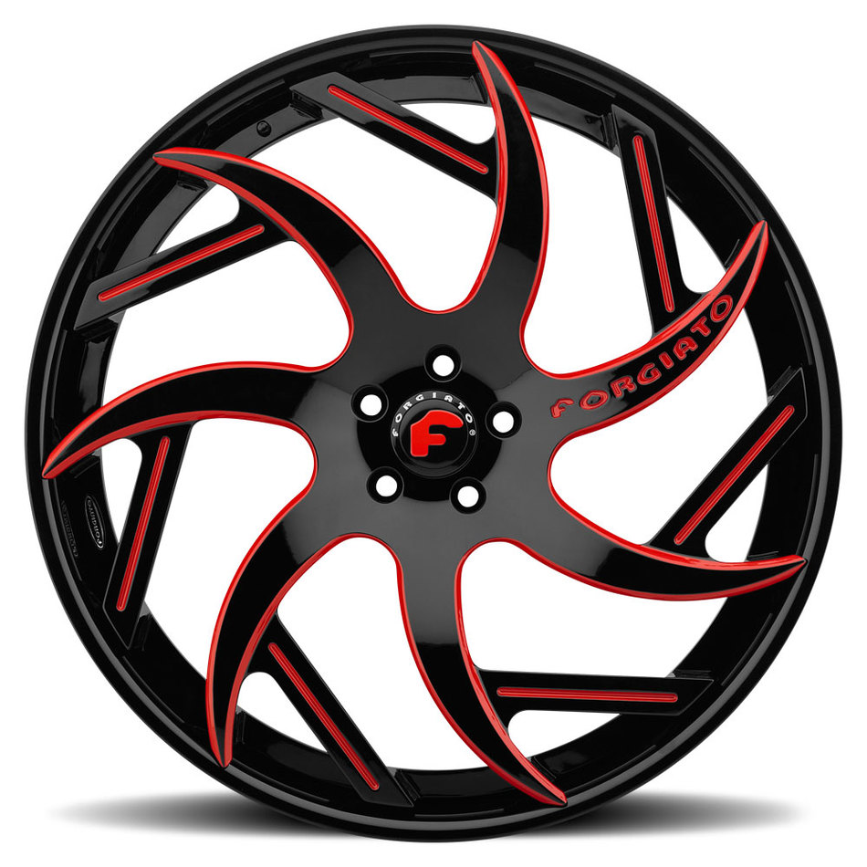 Forgiato Girare-ECL Black and Red Center and Black Lip Finish Wheels
