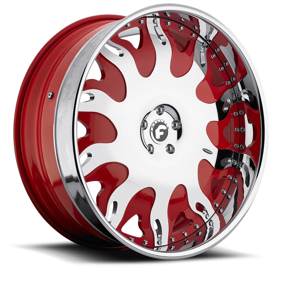 Forgiato Grassetto Chrome and Red Center with Chrome Lip Finish Wheels