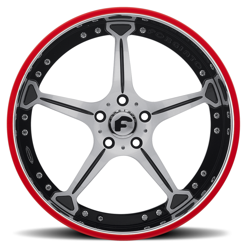 Forgiato Quinto Satin and Black Center with Chrome and Red Lip Finish Wheels
