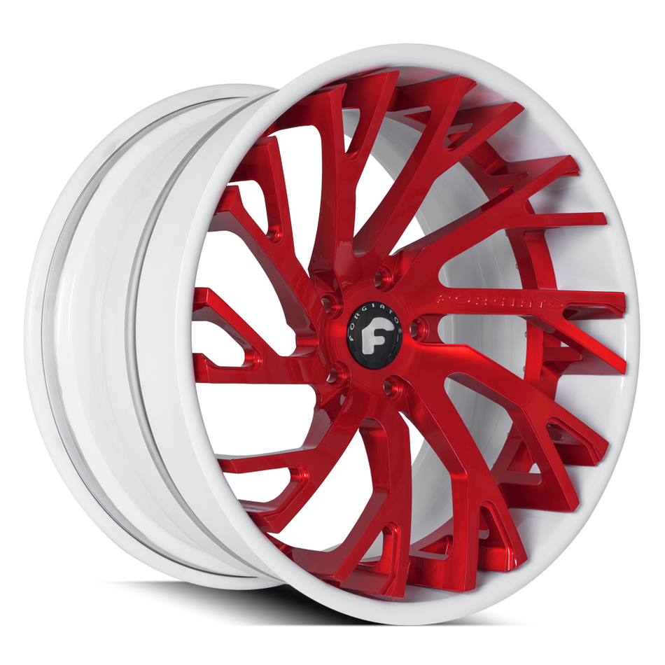 Forgiato Sincro-ECL Brushed Red Center with White Lip Finish Wheels