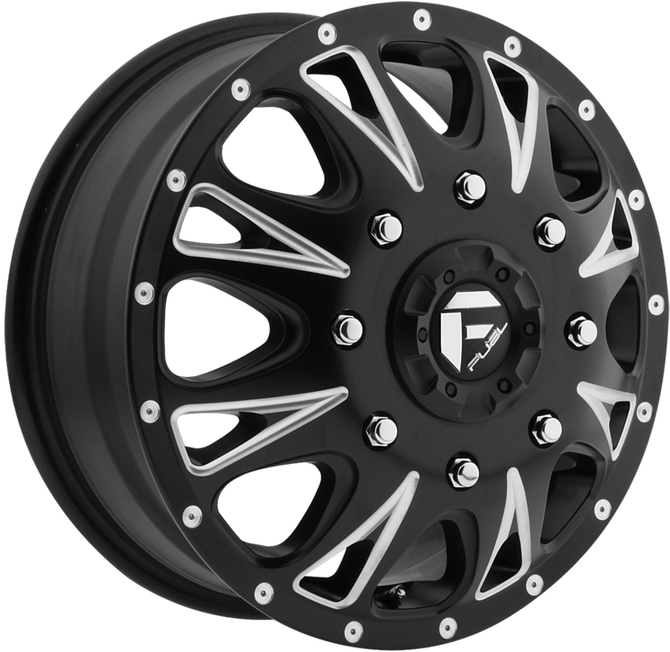 Fuel Throttle D513 Matte Black and Milled Dually One Piece Wheels - Front