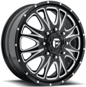 Fuel Throttle D213 Black and Milled Dually Two Piece Wheels - Front