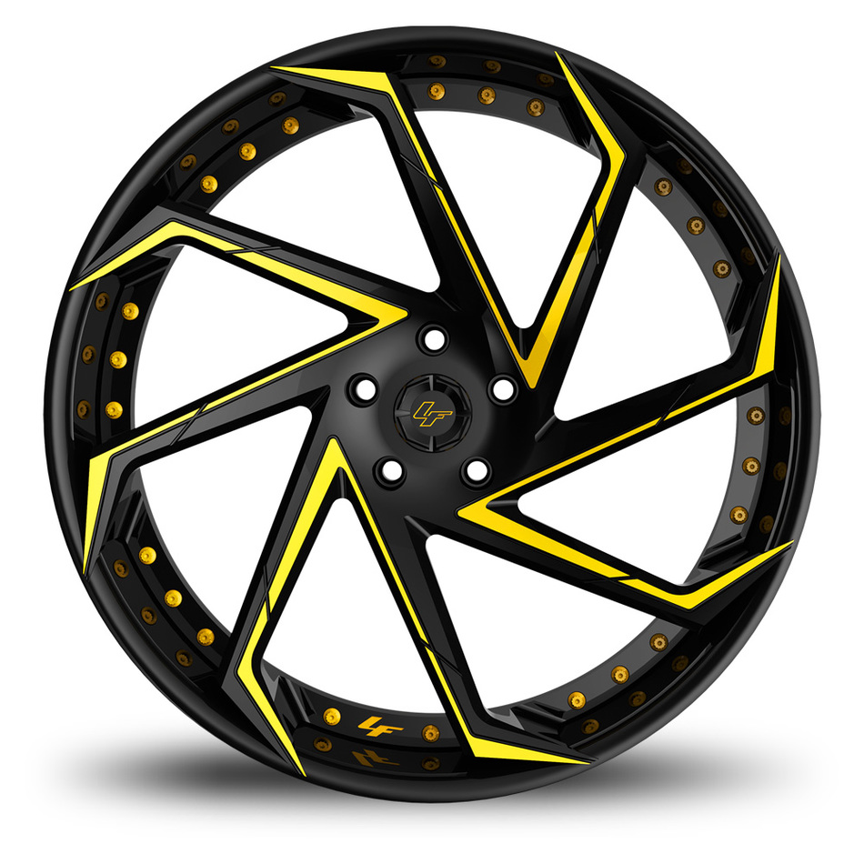 Lexani LF-117 Custom Black and Yellow Finish Wheels