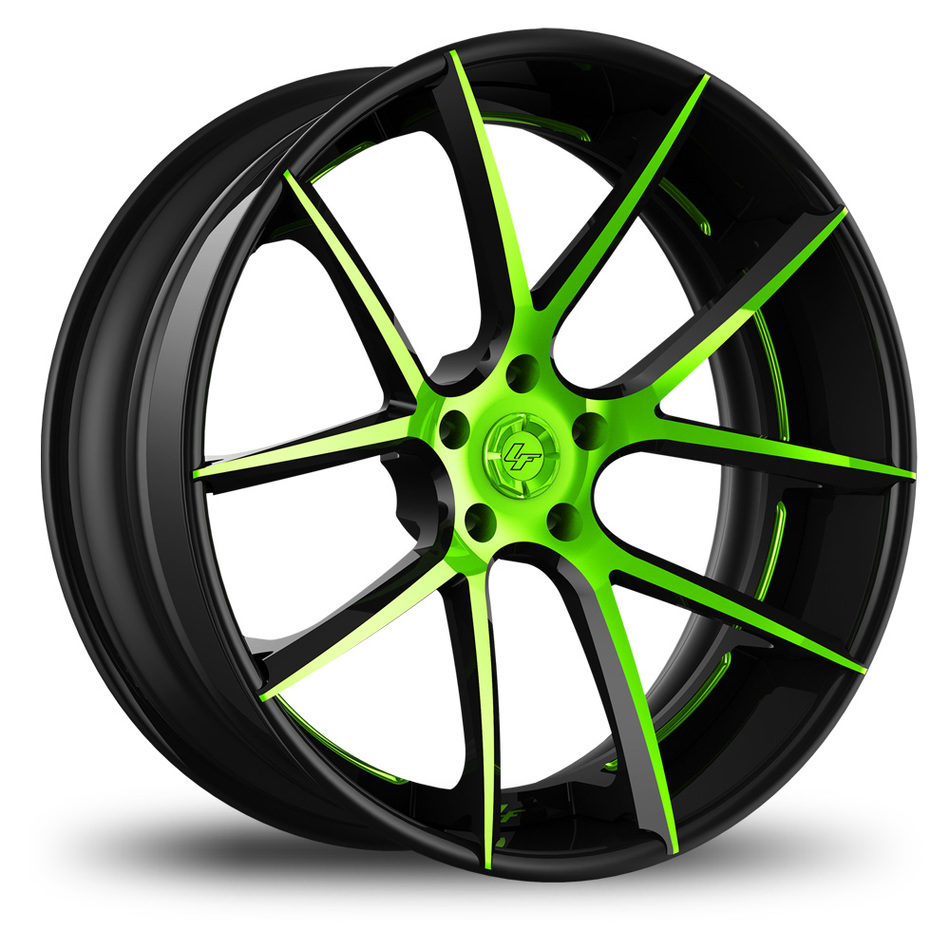 Lexani LF-118 Custom Black and Green Finish Wheels