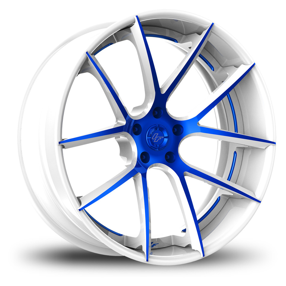 Lexani LF-118 Custom White and Blue Finish Wheels