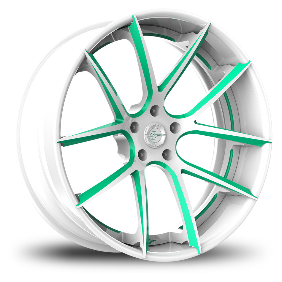 Lexani LF-118 Custom White and Green Finish Wheels