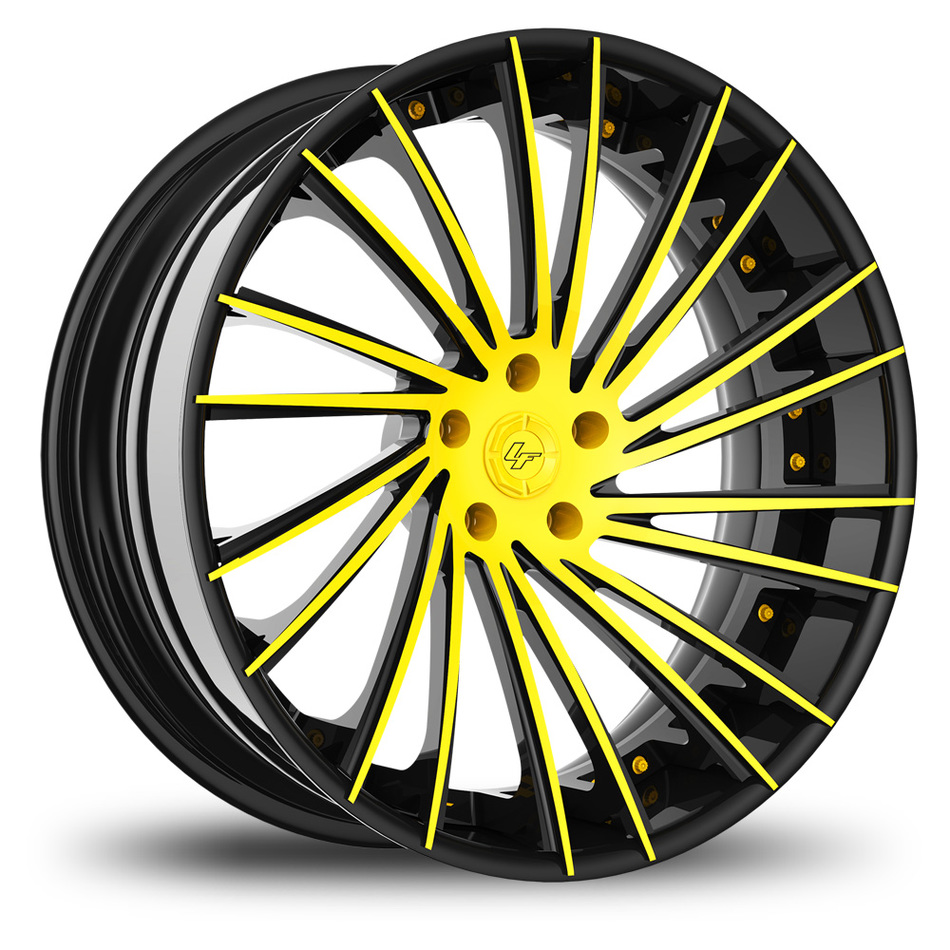 Lexani LF-119 Custom Yellow and Black Finish Wheels
