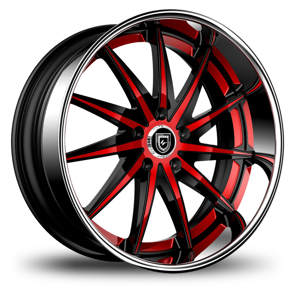 Lexani 751 Topaz Custom Black and red with SS Lip Finish Wheels