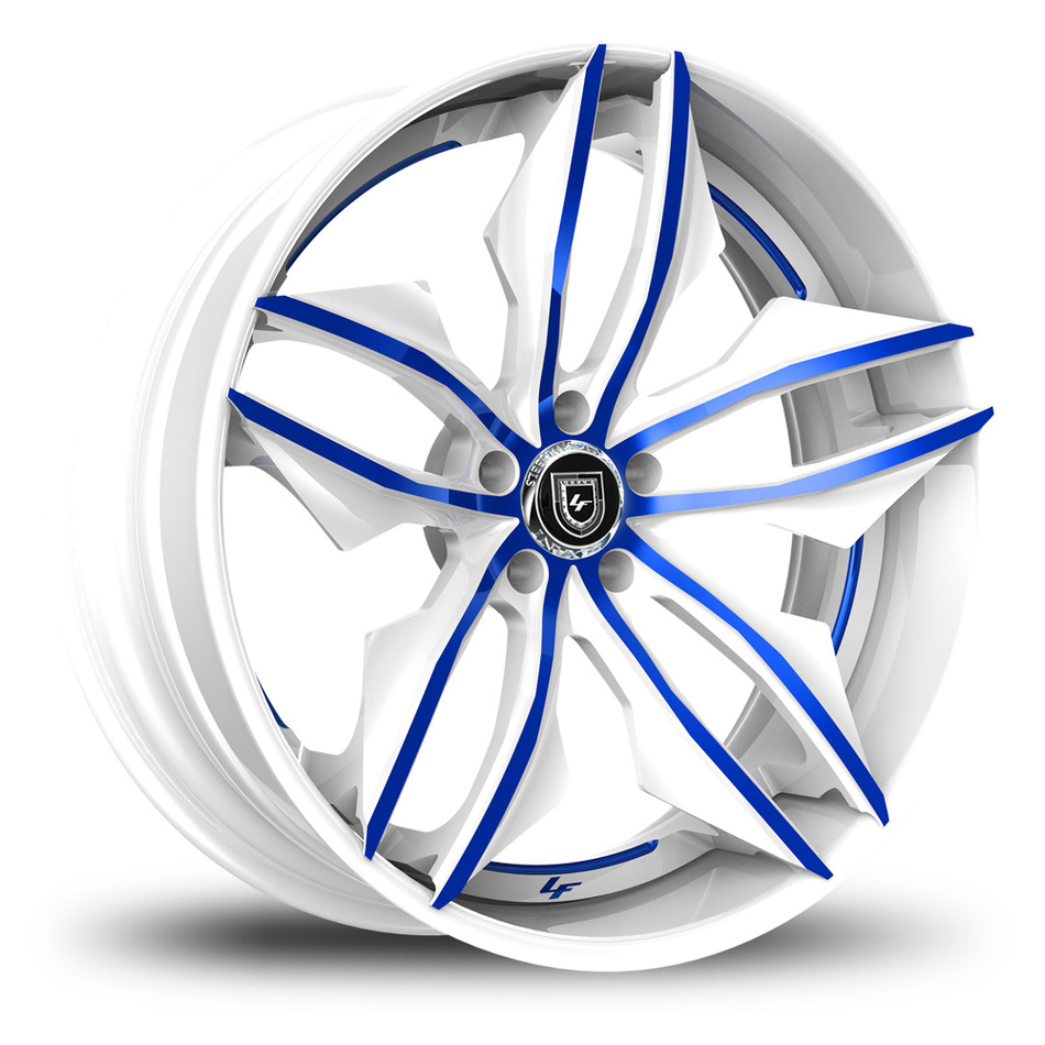 Lexani 754 Fuse Custom White and Blue Finish Wheels