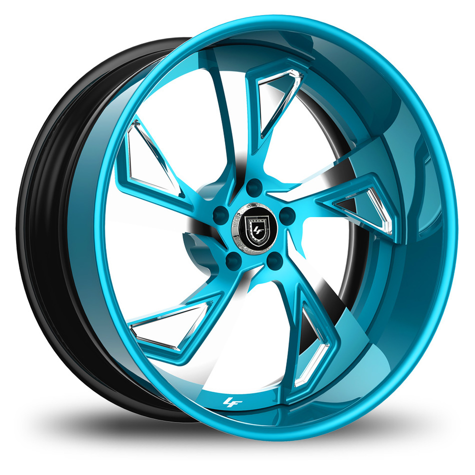 Lexani 756 Jade Custom Blue and Chrome Finish Wheels