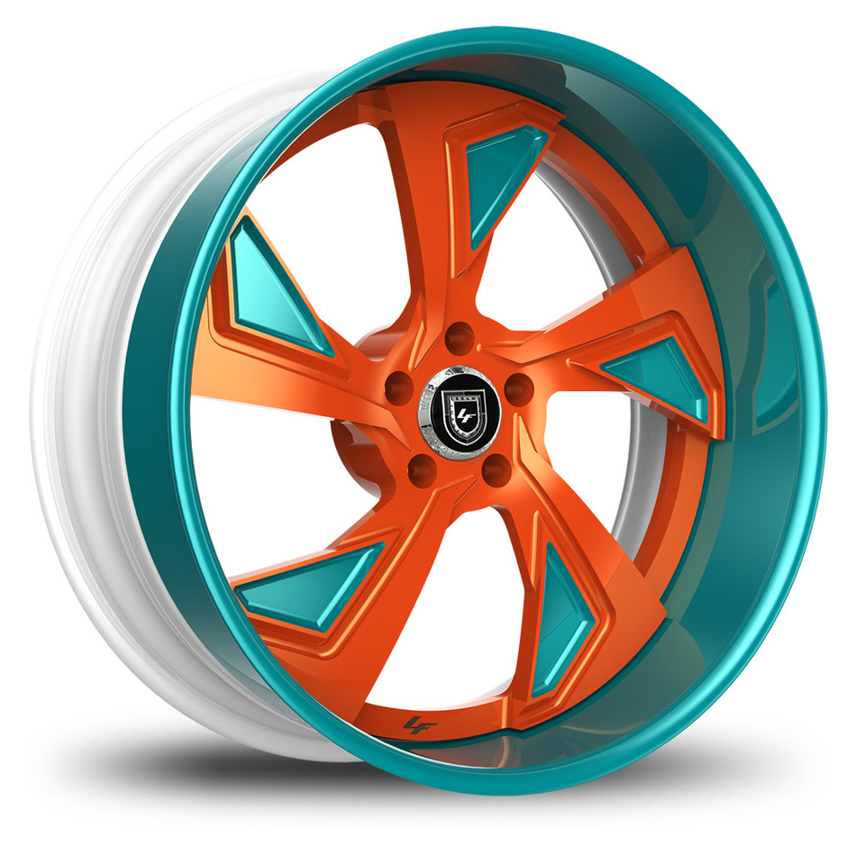 Lexani 756 Jade Custom Orange and Blue Finish Wheels