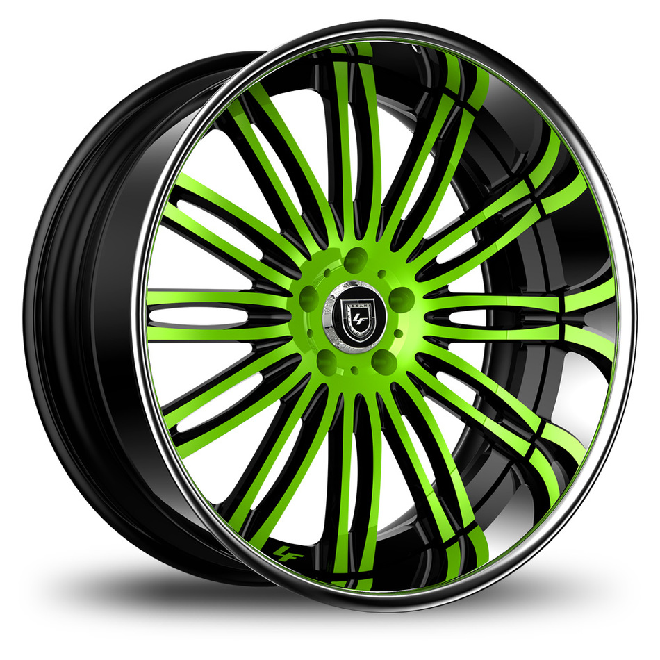 Lexani 758 Bison Custom Green and Black Finish Wheels