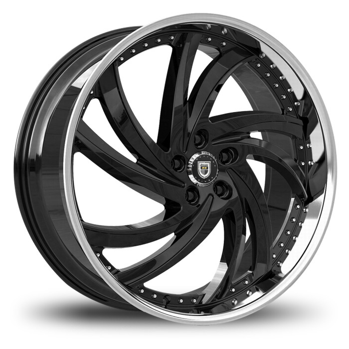 Lexani Turbine Wheels - Gloss Black with Stainless Lip Finish