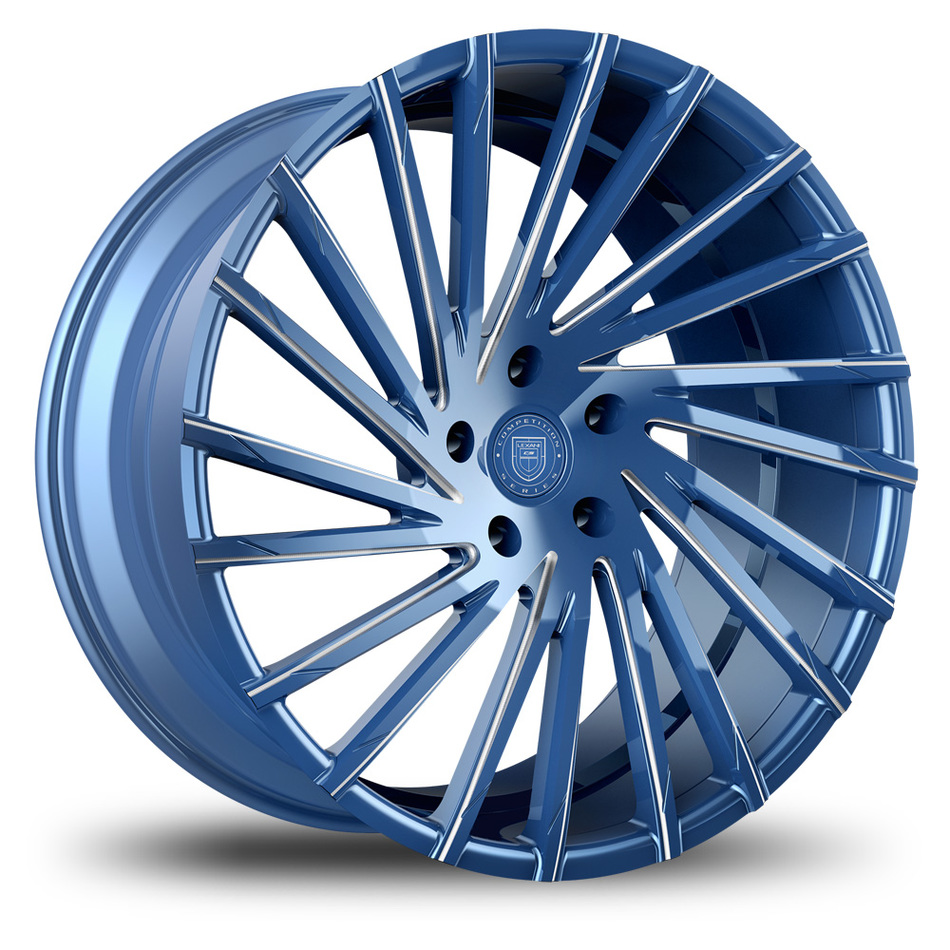 Lexani Wraith Custom Blue and Machined Edge Finish Wheels