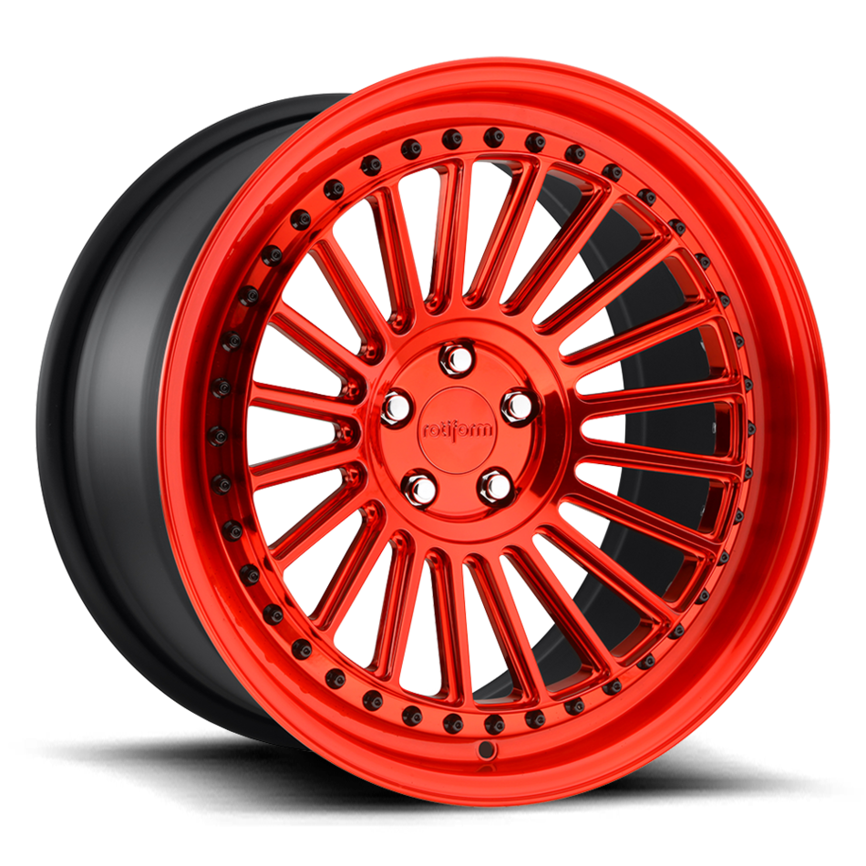 Rotiform BUC Forged Custom Hi Luster Candy Red with Brushed Candy Red Lip Finish Wheels