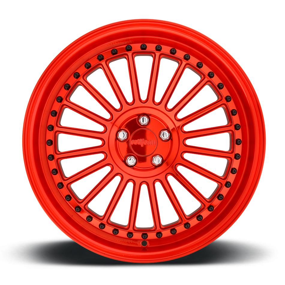 Rotiform BUC Forged Custom Hi Luster Candy Red with Brushed Candy Red Lip Finish Wheels