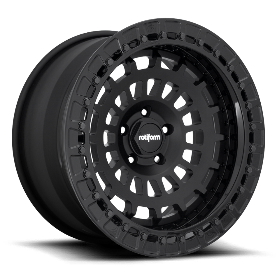Rotiform CCV-OR Forged Custom Matte Black with Gloss Black Beadlock Finish Wheels
