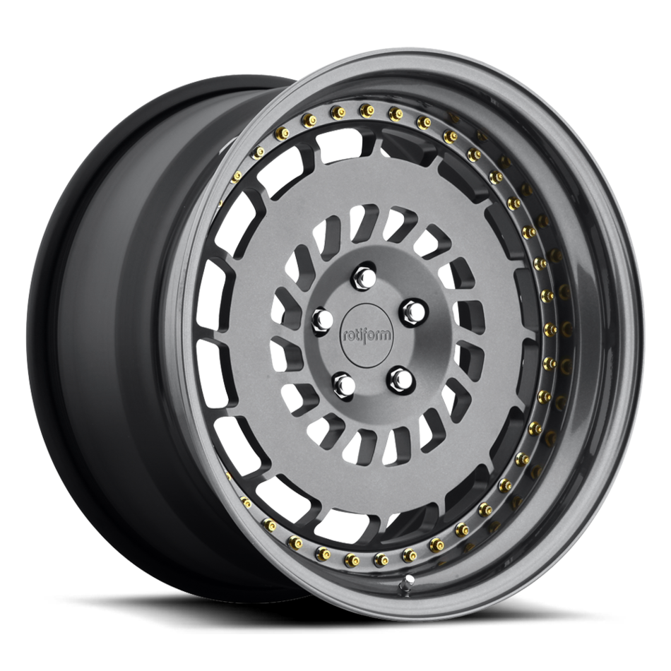 Rotiform CCV Forged Custom Matte Anthracite with Gold Rivets Finish Wheels