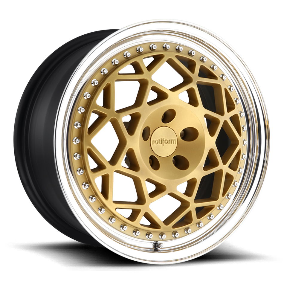 Rotiform DSC Forged Custom Matte Gold with Polished Lip Finish Wheels