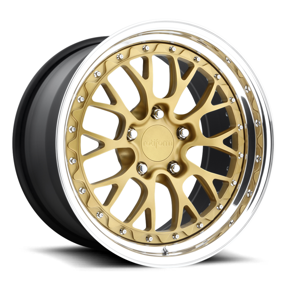 Rotiform LSR Forged Custom Matte Gold Center with Polished Lip Finish Wheels