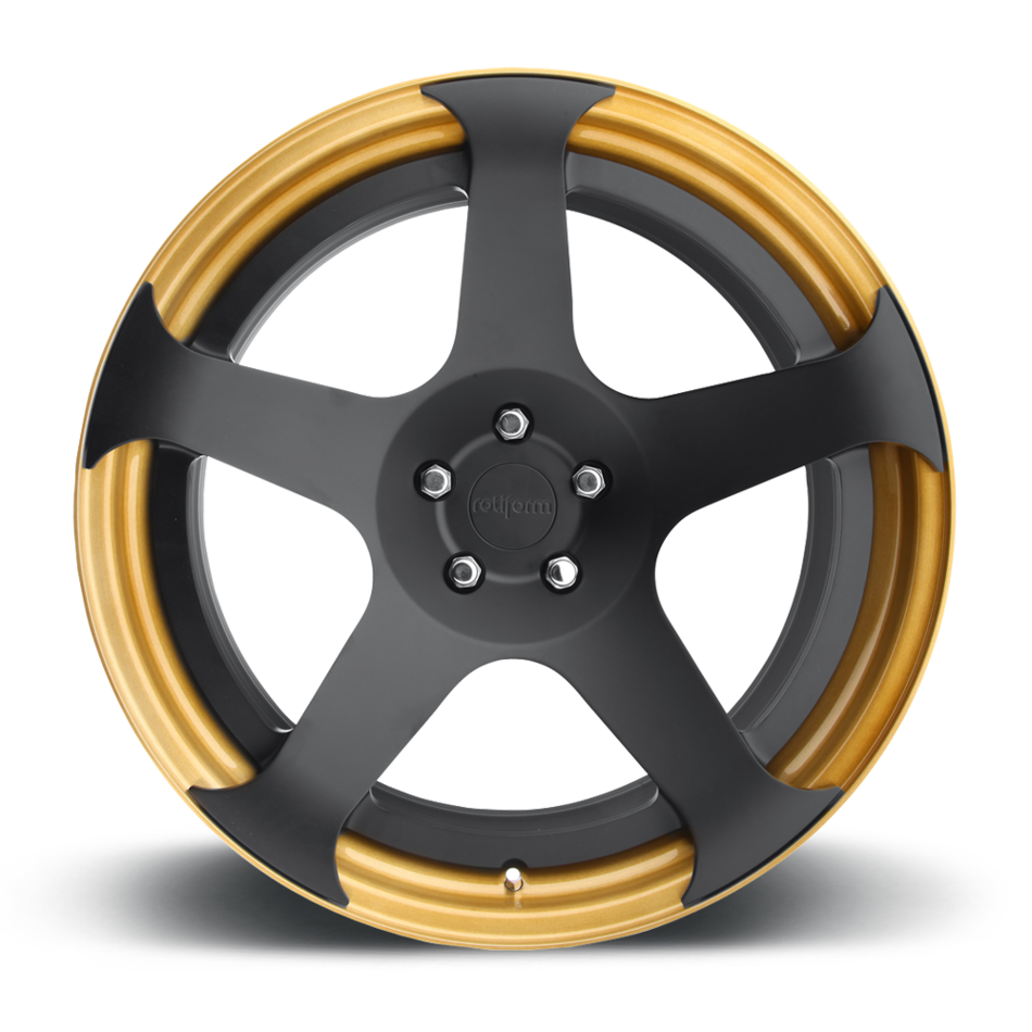 Rotiform NUE Forged Matte Black Face with Gold Lip Finish Wheels