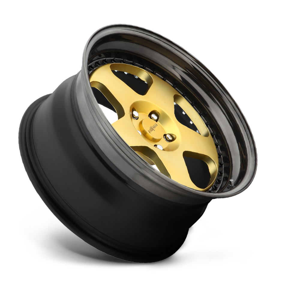 Rotiform ROC Forged Custom Matte Gold Face with Gloss Black Lip Finish Wheels