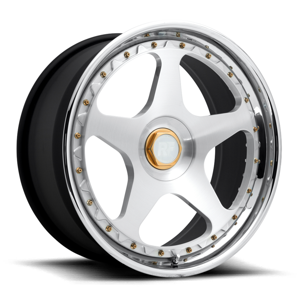 Rotiform ROC Forged Custom Brushed Gloss Clear with Candy Gold Hardware Finish Wheels